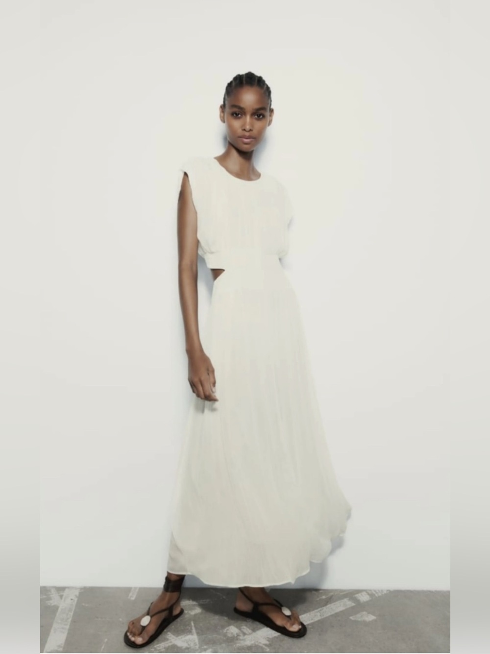 ZARA Cut Out Pleated Maxi Dress NWT Size XS